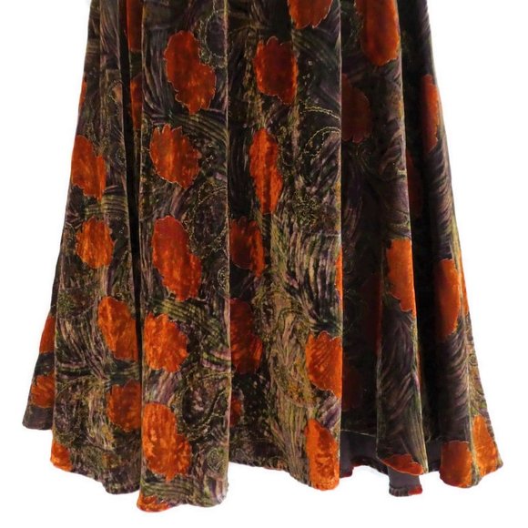 Vintage Chaus Skirt Full Brocade Velvet Lurex Smocked Waistband XL - Picture 4 of 7